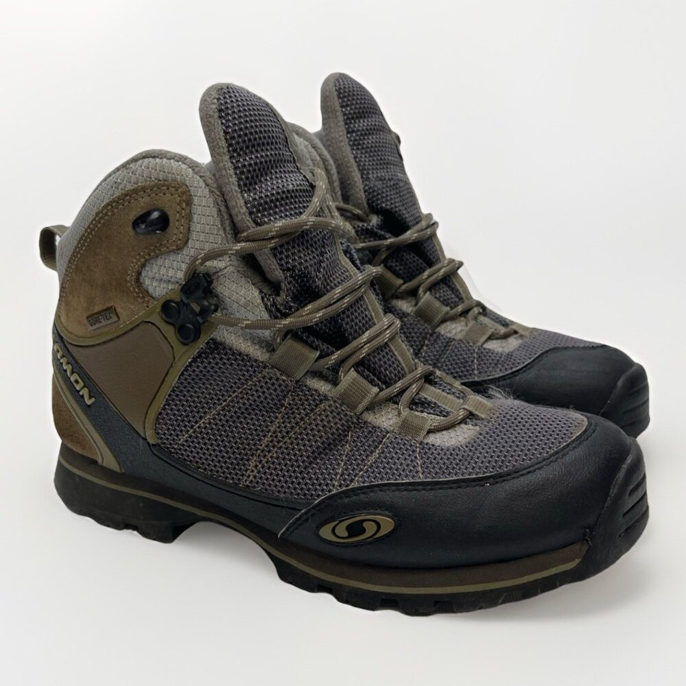 Salomon Lace-Up Hiking Boots in Gray and Olive